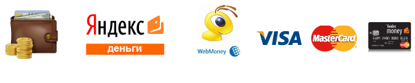Способы оплаты Способы оплаты: наличные, Яндекс Деньги, WebMoney, Visa